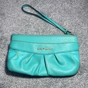 Juicy Couture Teal Clutch with Reptile Skin Texture